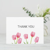 Tulipes roses Carte de remerciements plat (Debout devant)