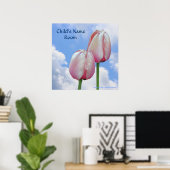 Tulipes roses Ciel bleu Nature Kids Room Poster (Bureau à domicile)