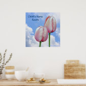 Tulipes roses Ciel bleu Nature Kids Room Poster (Cuisine)