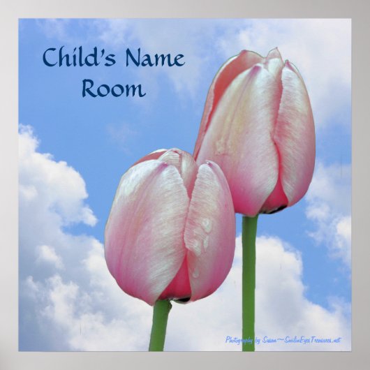 Tulipes roses Ciel bleu Nature Kids Room Poster (Devant)
