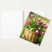 Tulipes roses dans un panier champêtre (Devant avec enveloppe)