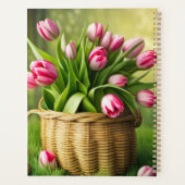 Tulipes roses dans un panier champêtre (Dos)