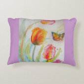 Tulipes roses décoratif en aquarelle coussin (Dos)
