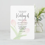 Tulipes roses douces Faire-part de mariage d'aquar (Debout devant)