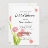 Tulipes Roses Douches Invitation (Devant / Derrière)