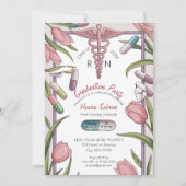 Tulipes roses et Capsules Infirmière Invitation à  (Devant)