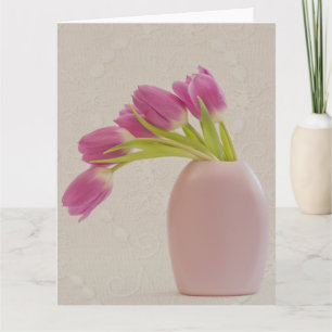 Tulipes Roses Et Carte De Voeux Dentelle