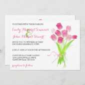 Tulipes roses - Faire-part de mariage (Devant / Derrière)