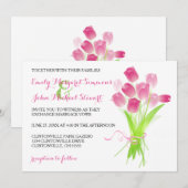 Tulipes roses - Faire-part de mariage (Devant / Derrière)