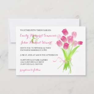 Tulipes roses - Faire-part de mariage 3x5