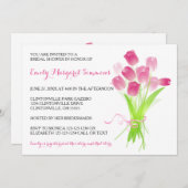 Tulipes roses - Invitation à la douche nuptiale (Devant / Derrière)