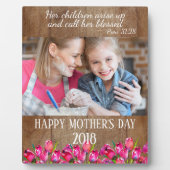 Tulipes roses rustiques en bois Photo Plaque de la (Devant)