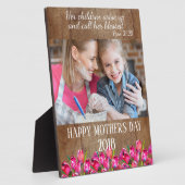 Tulipes roses rustiques en bois Photo Plaque de la (Côté)