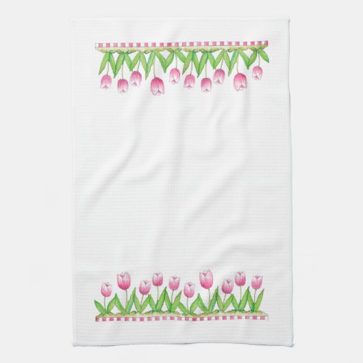 Tulipes roses - serviette de cuisine (Vertical)