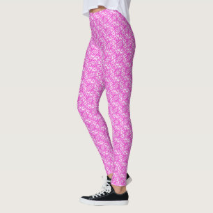 Tulipes roses torsadées damas feuille leggings mot