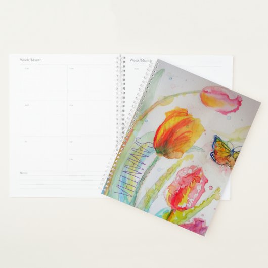 Tulipes roses Tulipes Florales Aquarelle Femme Nom (Devant avec enveloppe)