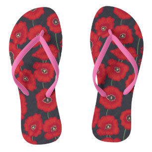 Tulipes Rouges Artistiques Fleurs Tongs Noires