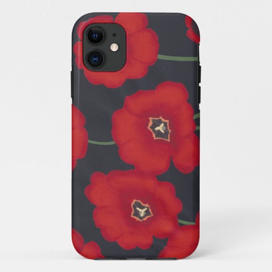 Tulipes rouges brillantes sur iPhone noir 5 Coques (Dos)