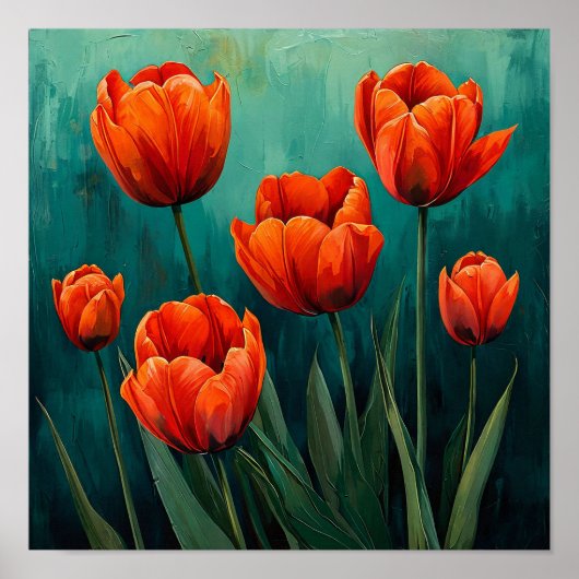 Tulipes rouges décoration murale botanique 🌿pour (Devant)