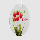 Tulipes rouges joyeuses de printemps avec souvenir (devant)