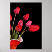 Tulipes rouges sur affiche noire (Devant)