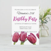 Tulipes rouges sur fond bleu invitation (Debout devant)