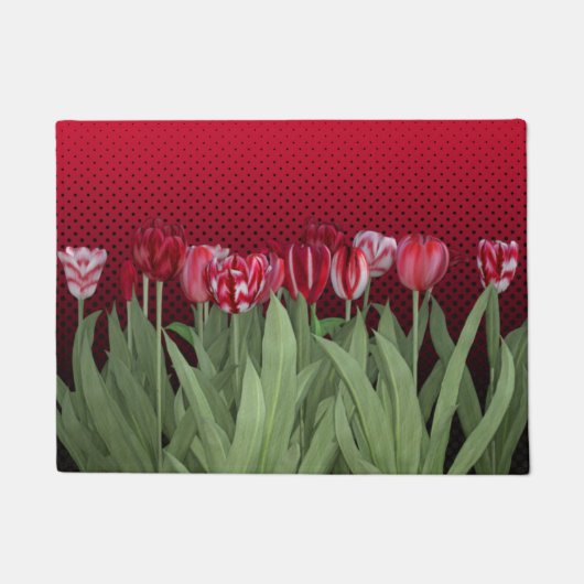Tulipes rouges sur tapis de porte dégradé (Devant)
