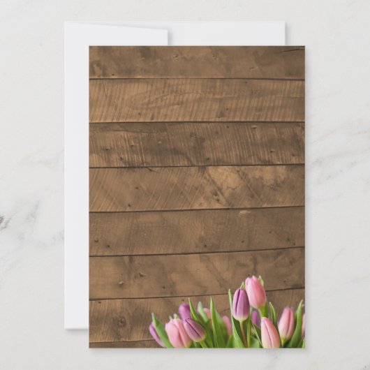 Tulipes rustiques et Faire-part de mariage en bois (Dos)
