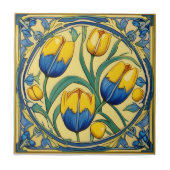 tulipes sur carreaux en céramique de l'Art nouveau (Devant)