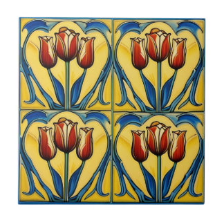 tulipes sur carreaux en céramique de l'Art nouveau