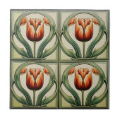 tulipes sur carreaux en céramique de l'Art nouveau (Devant)
