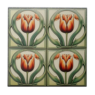 tulipes sur carreaux en céramique de l'Art nouveau