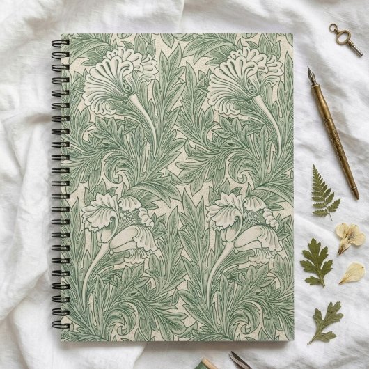Tulipes vertes William Morris Carnet spiral