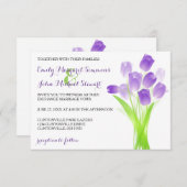Tulipes violettes - Faire-part de mariage 3x5 (Devant / Derrière)