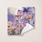 Tulipes violettes rose et orange (Gant de toilette)