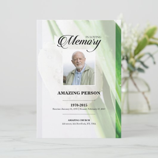 TulipFuneral Gebedskaart Sjabloon (Staand voorkant)