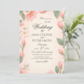 Tulips and blossoms floral Wedding Invitation (Debout devant)