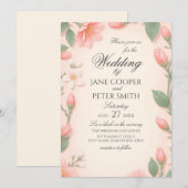 Tulips and blossoms floral Wedding Invitation (Devant / Derrière)
