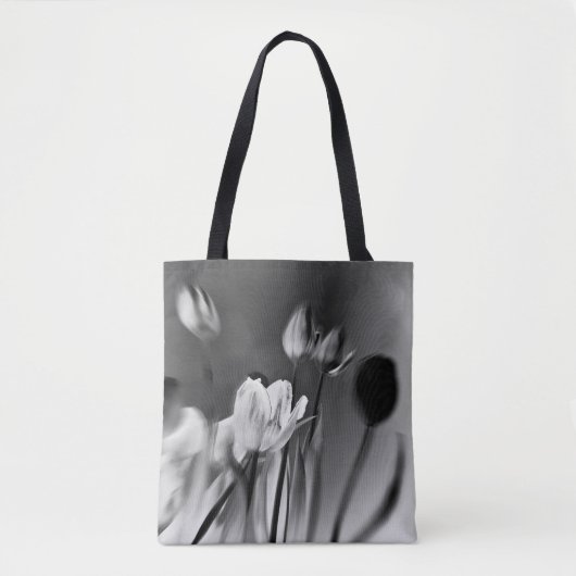 Tulips Black and White Tote Bag (Devant)