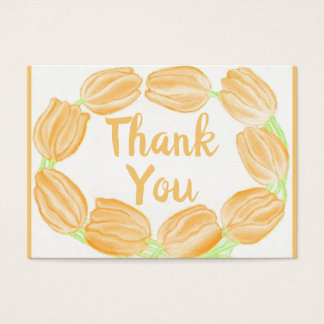 Tulips Border Peach Floral Thank You Card Visitekaartje