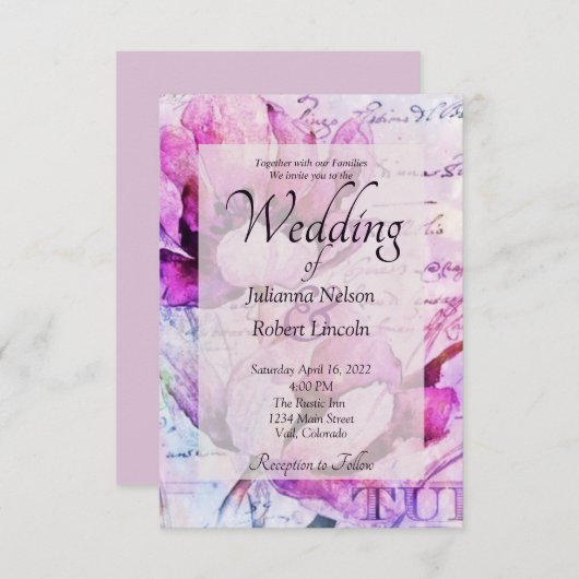 Tulips bruiloft kaart (Voorkant / Achterkant)