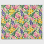 Tulips, Daffodils, Hyacinths in Alcohol Ink Style Cadeaupapier (Vlak)