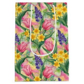Tulips, Daffodils, Hyacinths in Alcohol Ink Style Medium Cadeauzakje (Achterkant)