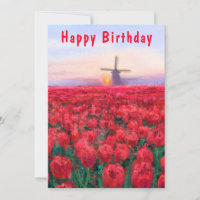 Tulips Field Spring en Pays-Bas Carte d'anniversai