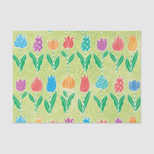 Tulips Floral Bright Garden Tissuepapier (Voorkant)