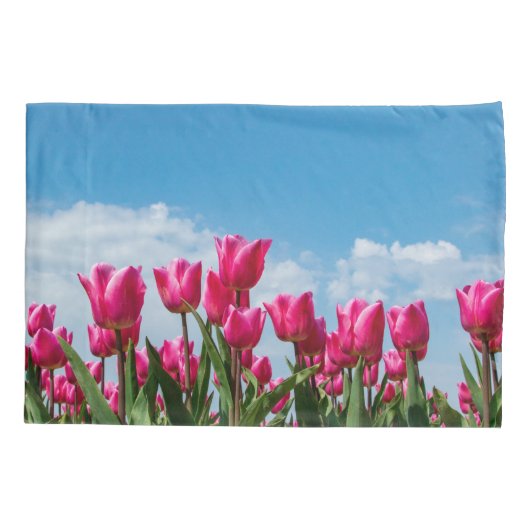 Tulips Garden Clouds Banner Kussensloop (Achterkant)