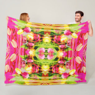 TULIPS - gekleurde Tulpen van fractaalkunst - Fleece Deken