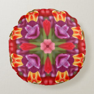 Tulips Kaleidoscope Rond Kussen