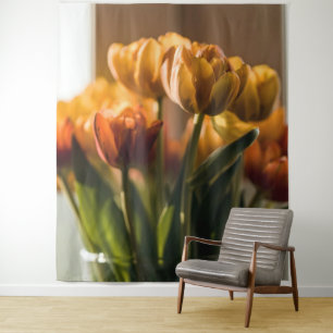 Tulips Orange Flowers Wandkleed
