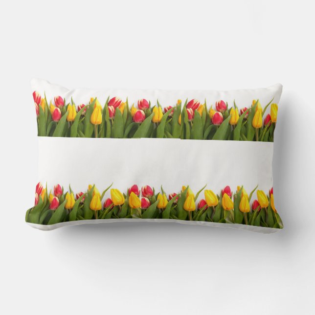 **** TULIPS PILLOW*** MET GEEL TERUG KUSSEN (Voorkant)